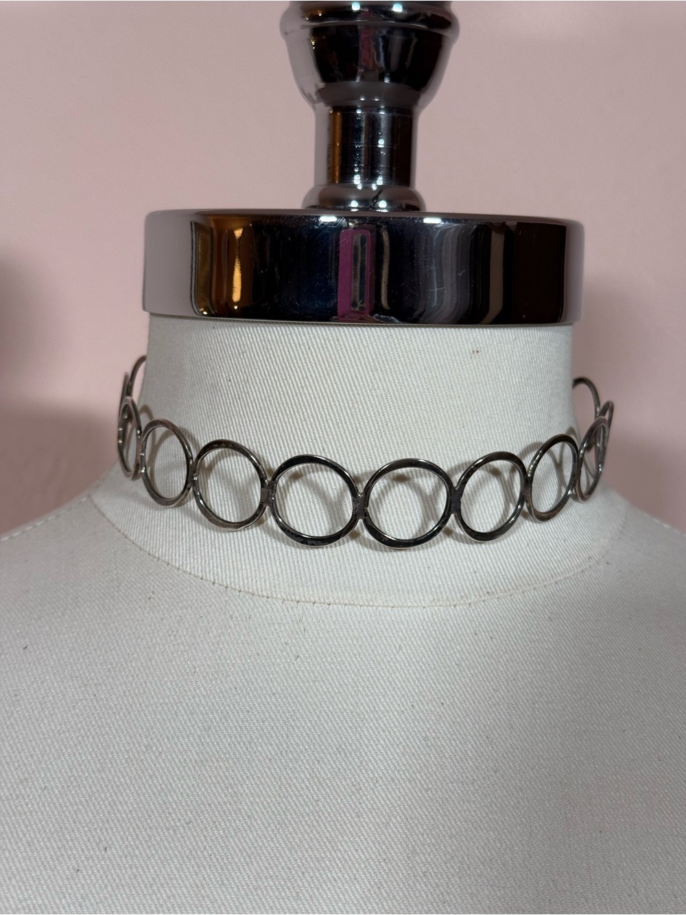 Vintage sterling silver Minimalist modernist wide Choker necklace 14 inches